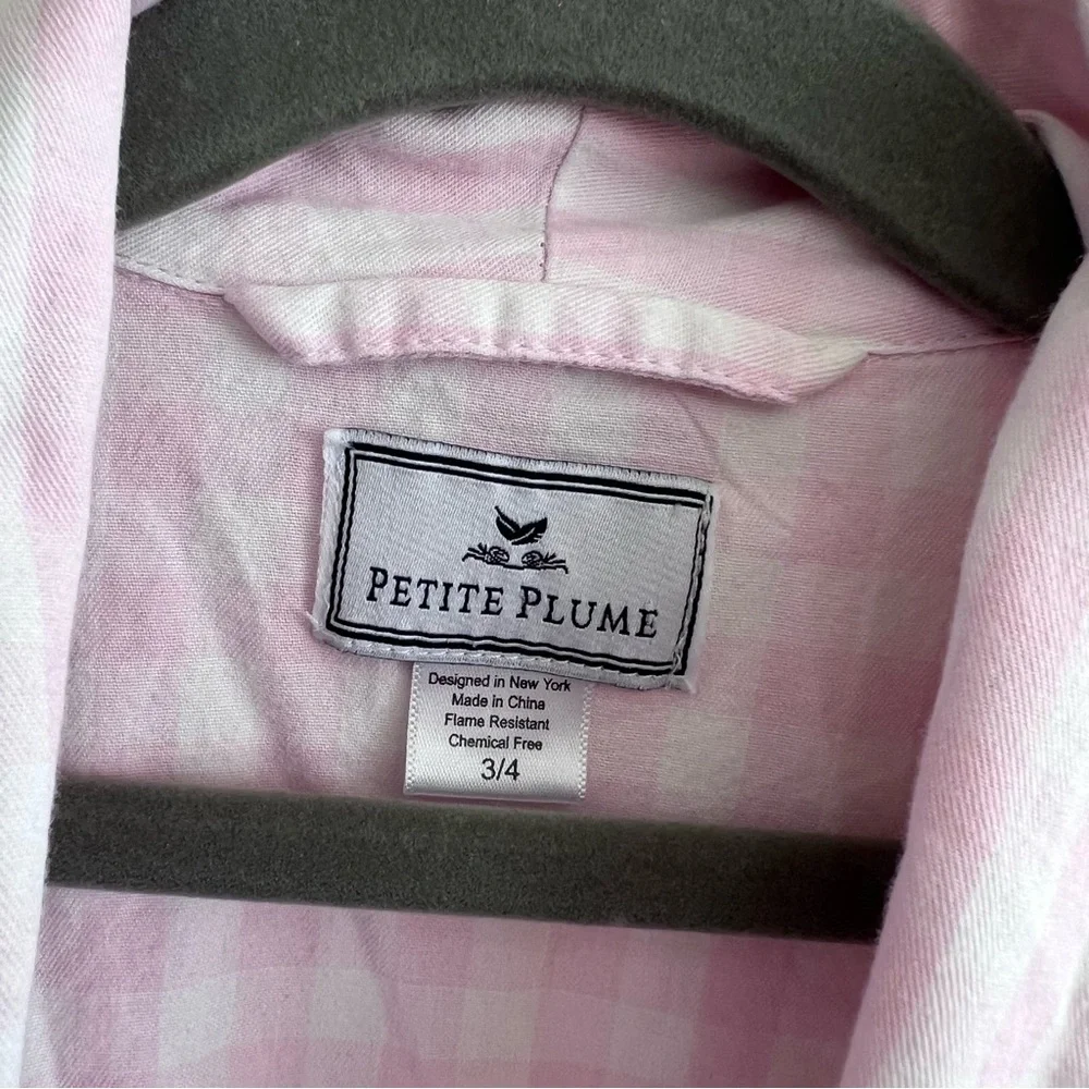 Petite Plume Kids Toddler Gingham Pink‎ Cotton Robe With Belt Size 3/4